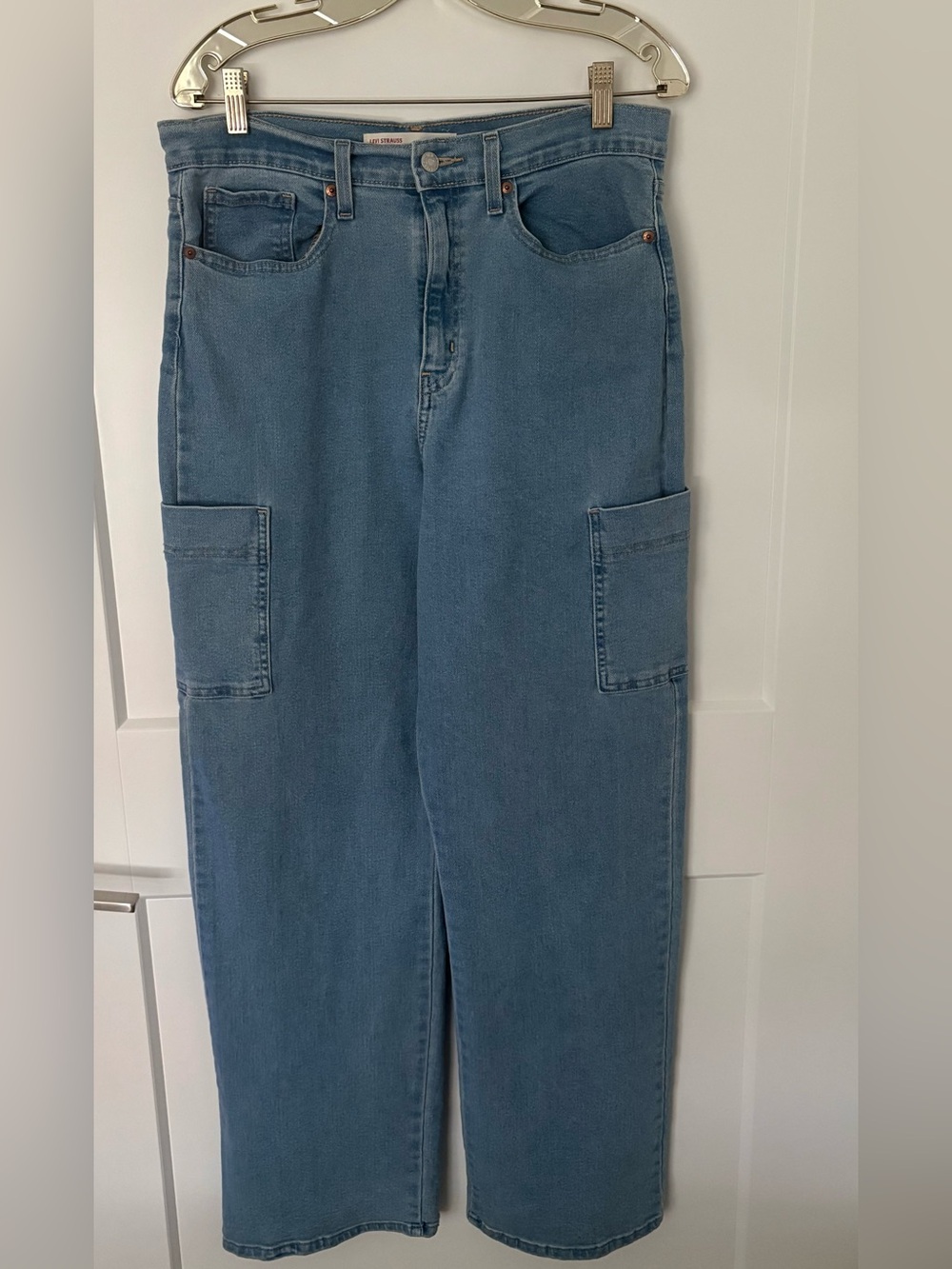 Levi's Medium Blue Wide-Leg Cargo Jeans